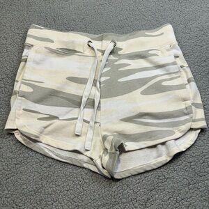 Z Supply Women's Camouflage Drawstring Shorts XS Gray Cream Camo Casual Lounge